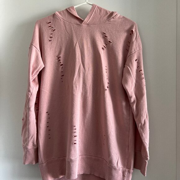 (2for$10) Razzle Dazzle Pink Distressed Hoodie - Picture 1 of 11